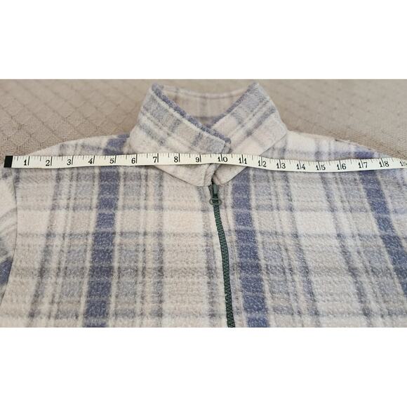 Premier International VTG Blue, Gray and Cream Plaid Fleece Jacket Womens Medium - Picture 3 of 9